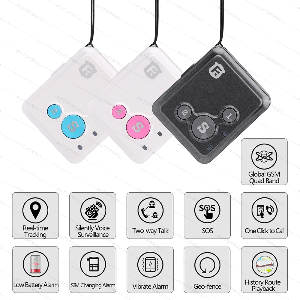 جهاز تتبع صغير بنظام تحديد المواقع الأطفال RF-V16 Handfree الحديث 2G GSM GPS محدد جهاز تعقب 12 أيام الاستعداد SOS مكالمة جهاز مراقبة الصوت شحن APP