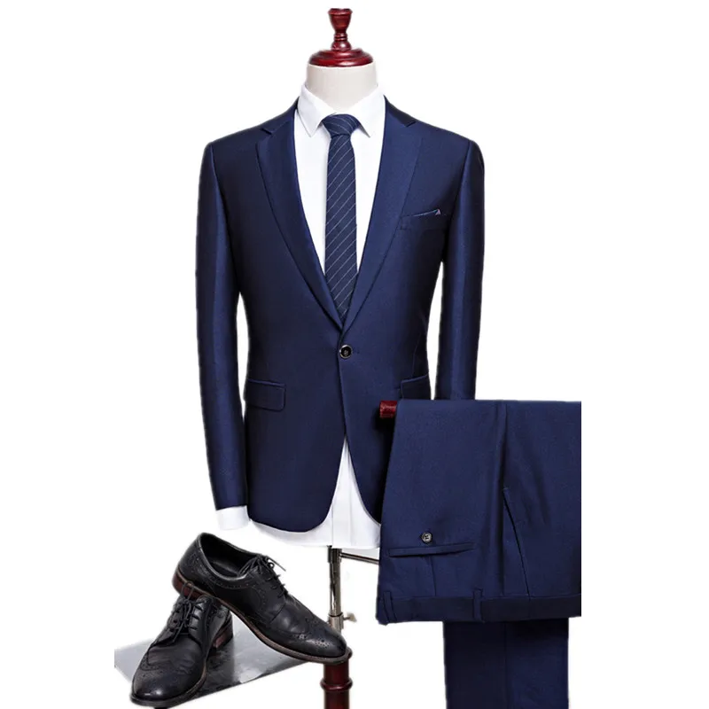 Image 2016 new autumn wedding navy blue suits men,blazer men,men s navy blue business suits,men s Dress suits, size M 4XL