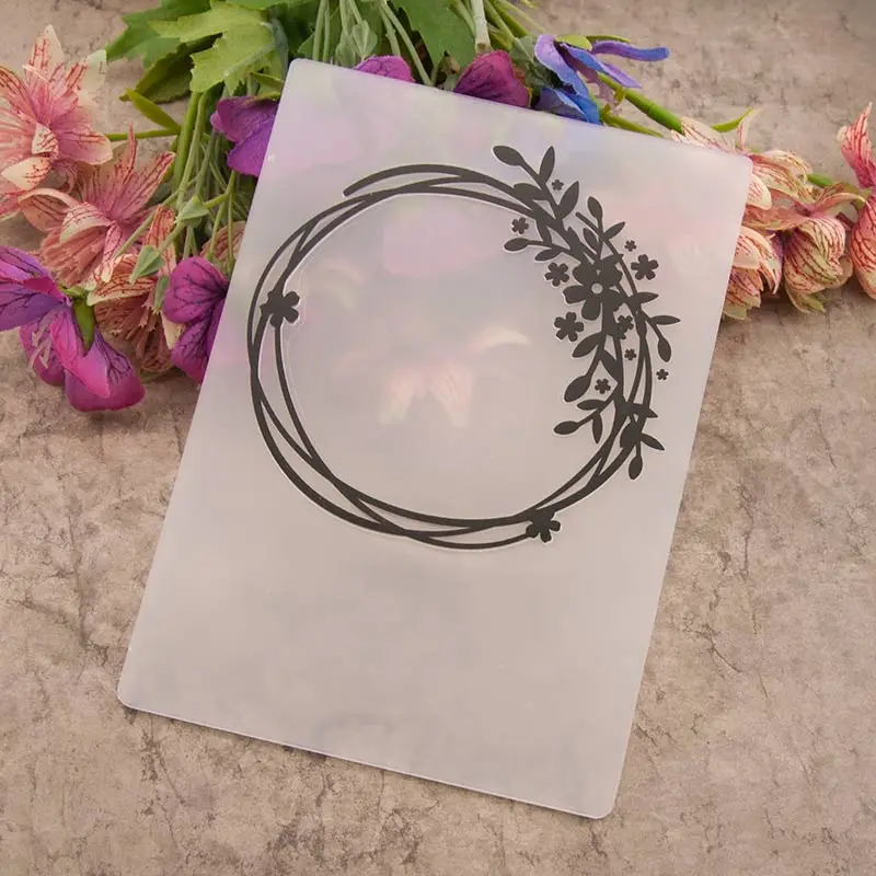 

10.5x14.5cm Flower Circle Embossing folders Plastic Embossing Folder For Scrapbooking DIY Photo Album Card EM032