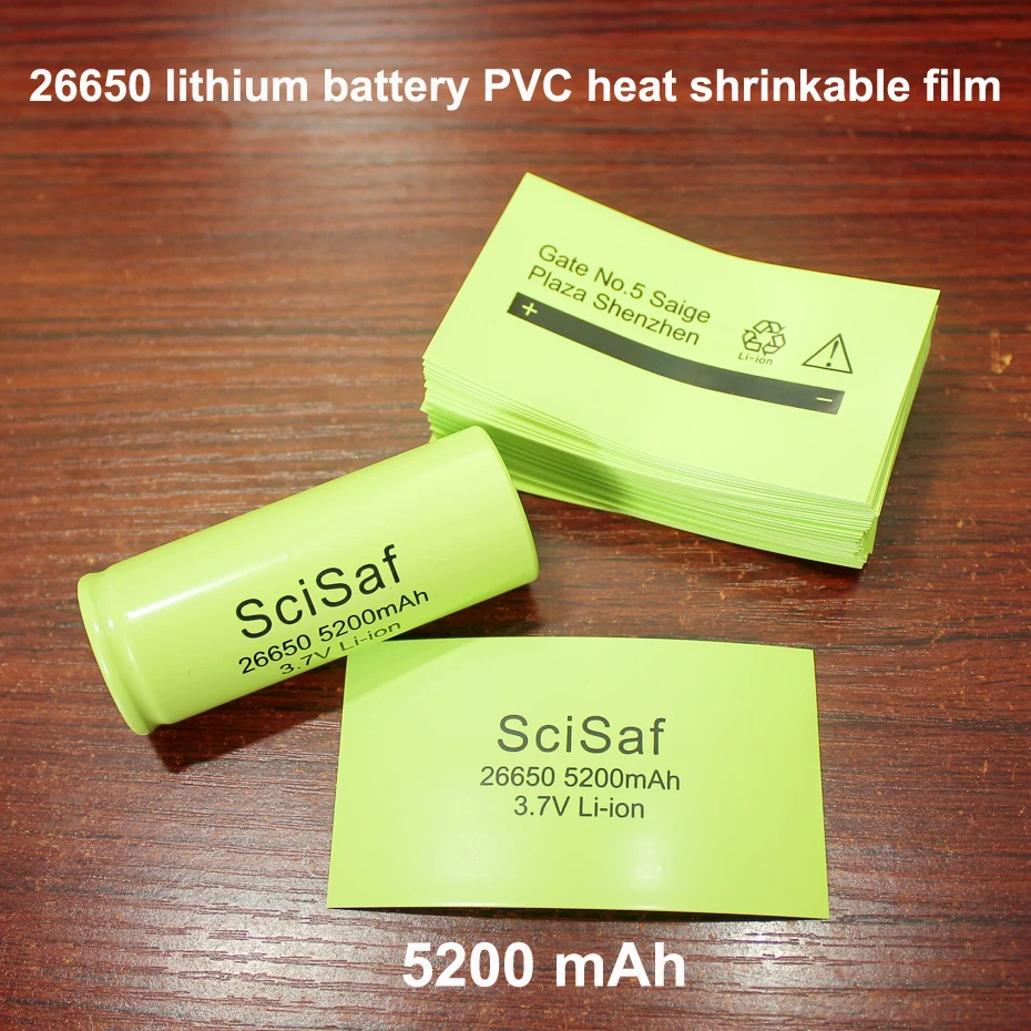 

100pcs/lot 26650 lithium battery heat shrinkable sleeve battery cover battery sheath PVC heat shrinkable packaging film 5200mAh