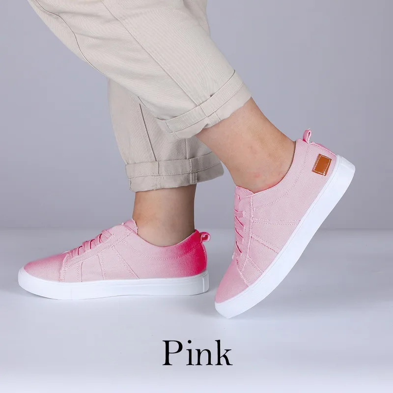 SHUJIN; женские кроссовки; Классическая Летняя парусиновая обувь на плоской подошве; повседневная обувь из Вулканизированной Ткани; кроссовки для девочек; кроссовки на шнуровке - Цвет: Pink