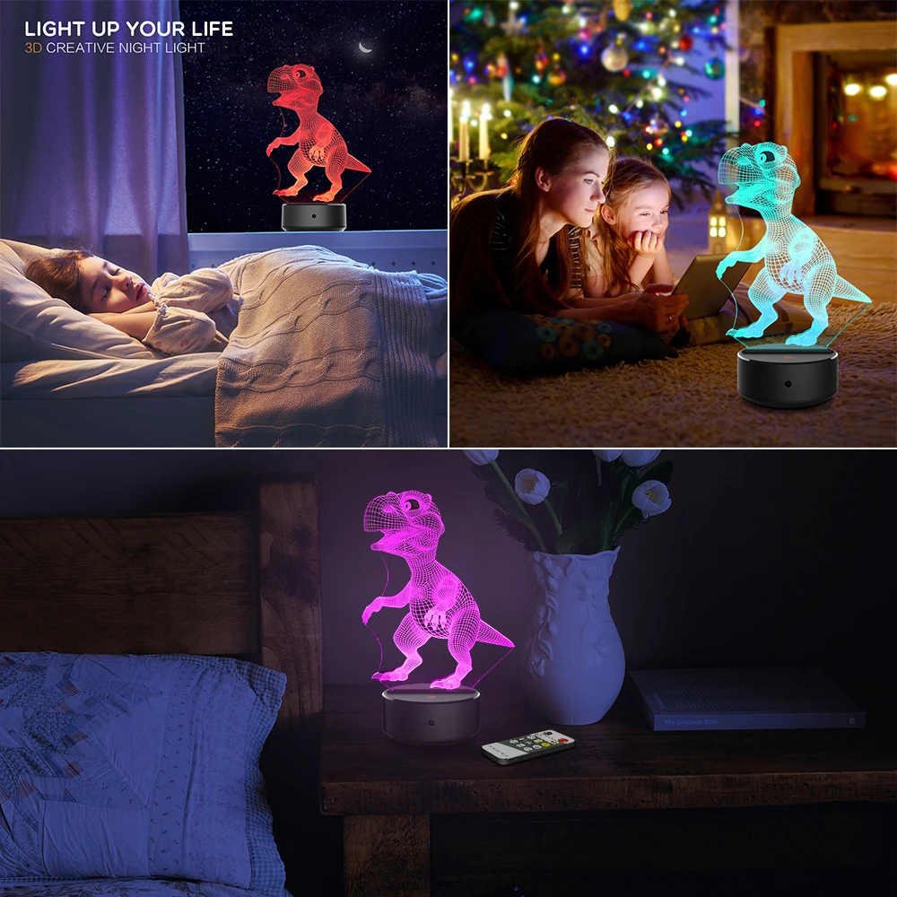 3D иллюзия светодиодная лампа 7 цветов Светодиодная лампа украшение животное ночник сенсорный спальный ночник для стола лампа подарки для мальчиков