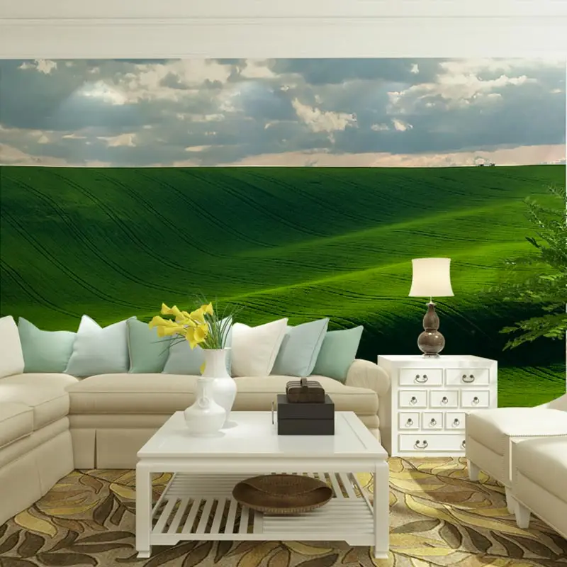 Blue Sky Grassland Photo Wall Paper Murals Kids Room Living Room Home