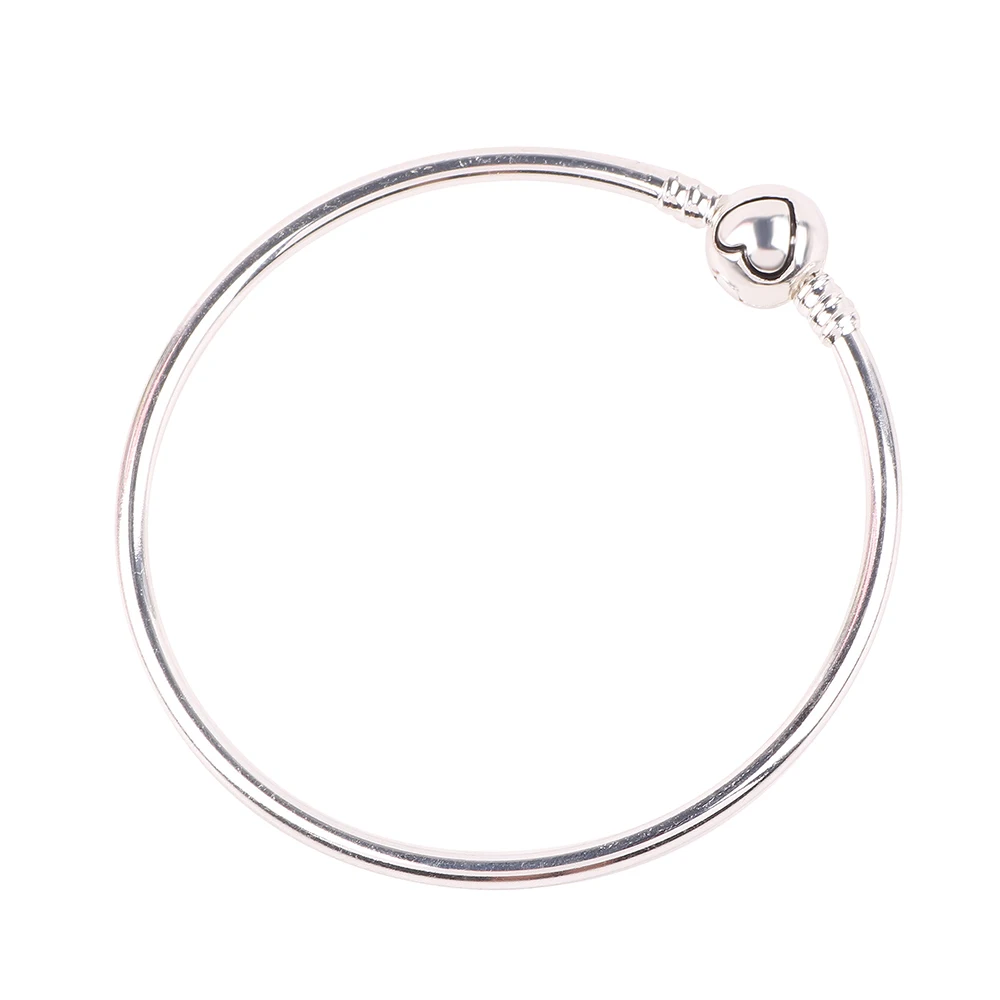 

New Silver Color Silver Color Snake Chain Bracelets & Bangles Fit European Charm Beads For Women Gift Diy Jewelry Love Heart