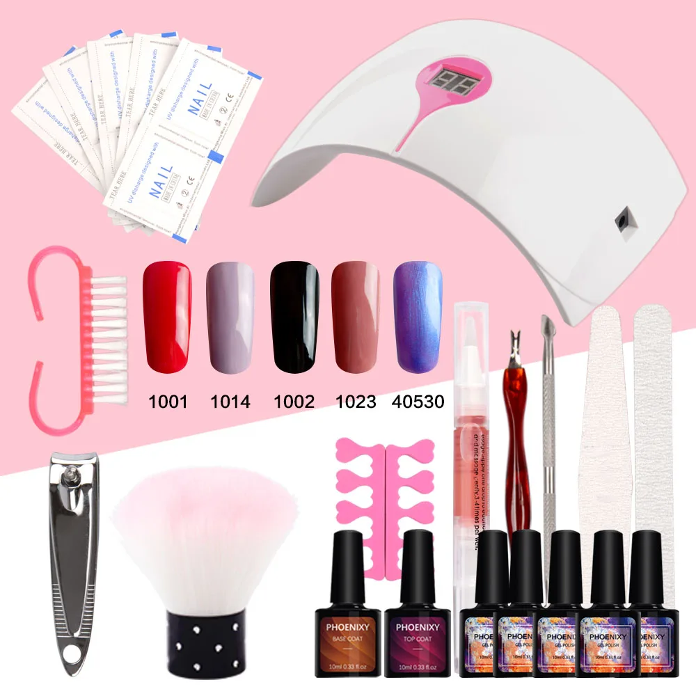 

Nail Kit 36W Lamp For Nail 5Pcs Gel Nail Polish Kit Manicure Machine Art Tools Set Semipermanant Sets LED Lamp