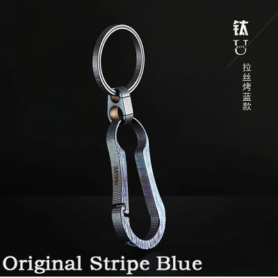 Real Titanium Alloy Men Key Chain Lightweight Creative Titanium Keychain Hanging Buckle Key Holder Rings High-Quality - Цвет: Original Stripe Blue