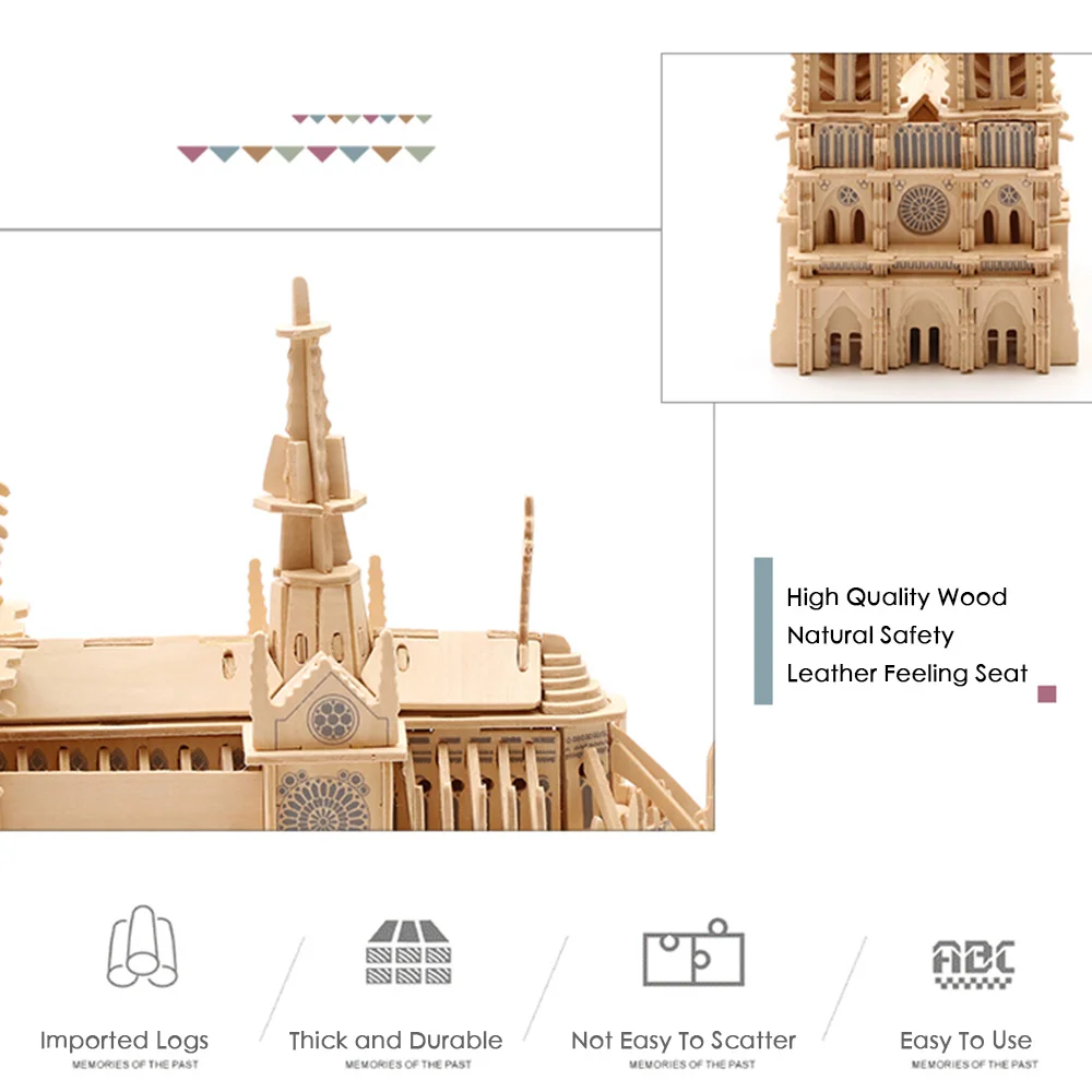 Нотр-Дам де Пари 3D деревянные головоломки масштаб Миниатюрная модель для Нотр-Дам де Пари Детские Развивающие головоломки игрушки