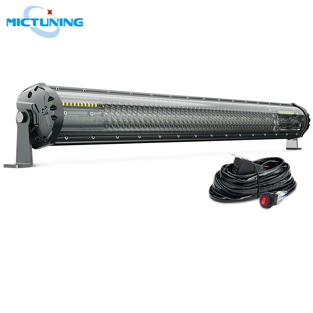

MICTUNING M2 Quad Row 31'' Off Road Combo Driving Work Lamp w/ Wiring Harness Aerodynamic LED Light Bar for Jeep ATV Trucks Boat