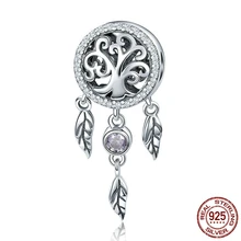 Hot Sale Pure 925 Sterling Silver Dream Catcher & Tree Of Life Charm fit Original S925 Bead Bracelet Jewelry Gift DXC723 wostu high quality 925 sterling silver dream catcher colorful cz charm bracelet bangle for women luxury s925 jewelry gift fib809