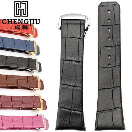 

Notch End 23x18mm Calf Leather Watch band For Omega/Constellation Wrist Bracelet Montre Band Belt Deployment Fold Buckle Strap