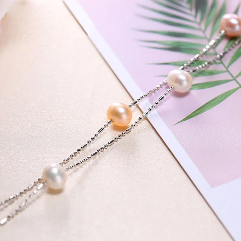 DMCBFP014 5-6mm Pearl Bracelet Gold-plated Adjustable Bracelet Mix Color Pearl For Women