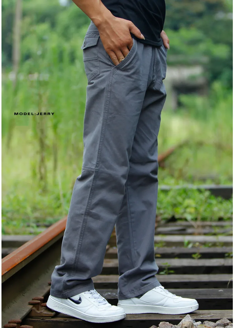 Высокое качество Мужские повседневные свободные брюки весна осень хлопок армейские военные мульти-карманные брюки карго мужские комбинезоны длинные брюки