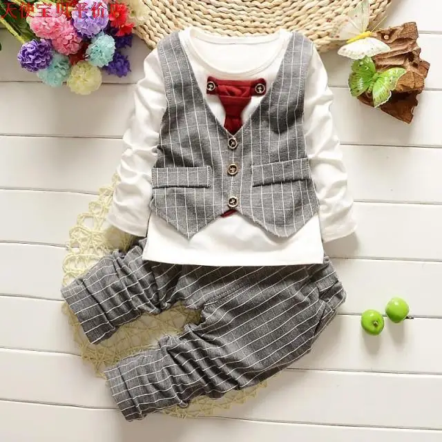 

boys sets baby gentleman Wedding Clothes Kids Formal Suit Boy tie Shirt+Vest+Pants Outfits baby clothing set Children Set bebes