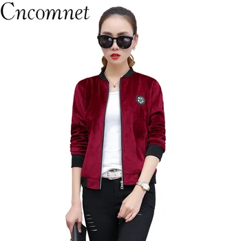 

Women Coat Korean Gold Velvet Short Jacket 2018 New Fashion Autumn Winter Pilot Baseball Uniform Zipper Cardigan Female Tops