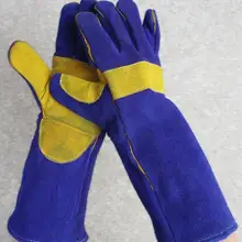 Длинные стильные толстые сварочные перчатки защитный костюм-стойкие теплоизоляционные Нескользящие рабочие перчатки из воловьей кожи