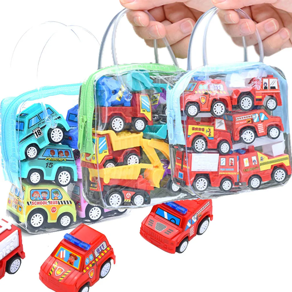 Car Toys For Boys Plastic Interactive Car Toys For Children 6PCS Diecast Inertia Cars Truck Toy Transport kid Birthday Gift k423