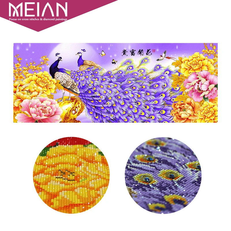 

Meian,Diamond Embroidery"Purple Peacock"DIY,Diamond Painting,Special,Full,Cross Stitch,Diamond Mosaic,Bead Picture,Home Decor
