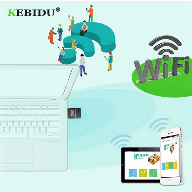 KEBIDU 600Mbps USB WiFi Adapter Wireless Ethernet Network Card AC Dual Band 2.4G / 5.G USB Wifi Dongle wifi Receiver 802.11ac