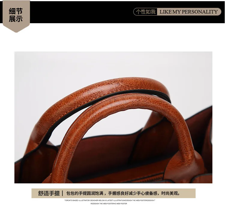 KLY 100% Genuine leather Women handbags 2018 New handbags Cross-border goods Simple handbag Ms. Briefcase Shoulder Messenger -
