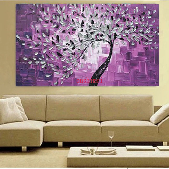 Wall Decor Purple Asian Canvas Wall Hanging Home & Living Home Decor