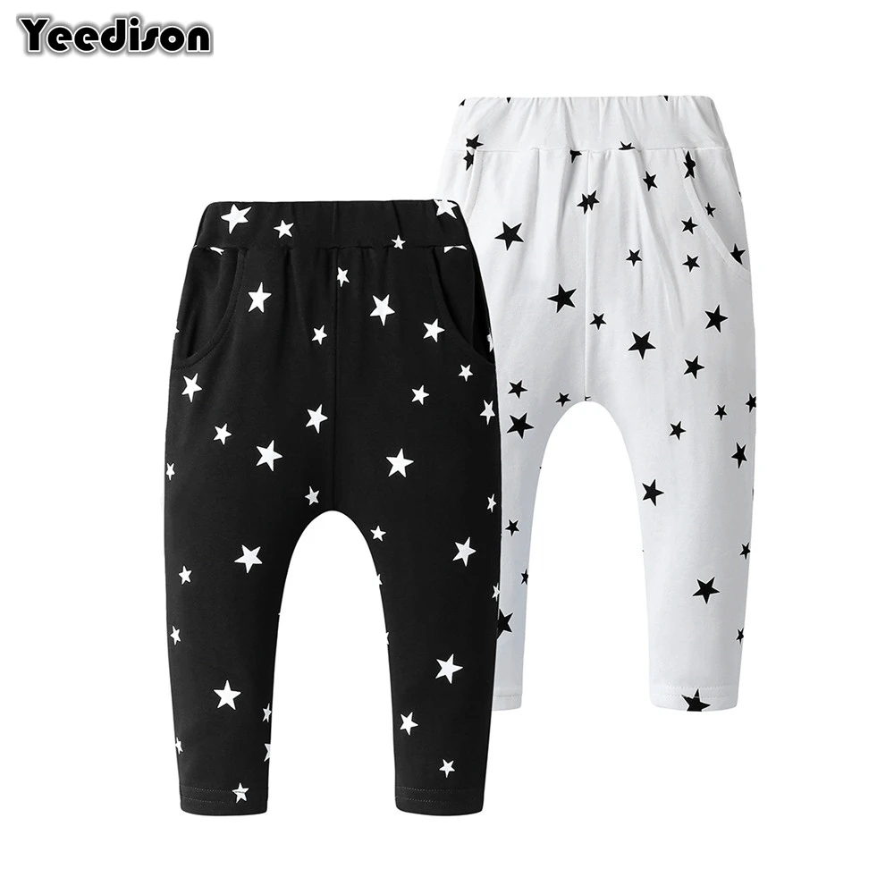 Yeedison Casual Girls Pants Cotton Warm Boys Leggings Spring Autumn Children Harem Pants Stars Print Kids Trousers Child Clothes (1)