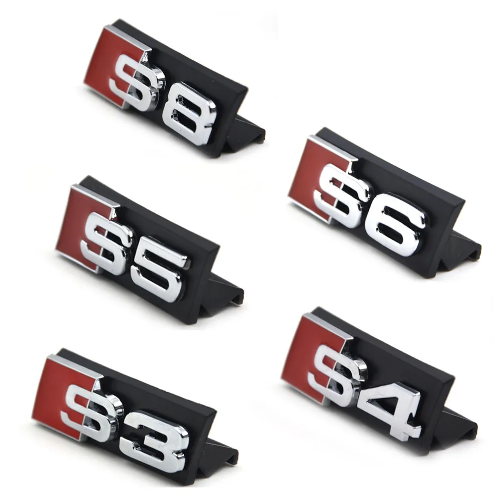Auto decalque modificado acessórios Universais 3D S3 S4 S5 S6 S8 logotipo Estilo Do Carro da Frente Capa Grille Emblema Do Emblema Adesivos para Audi