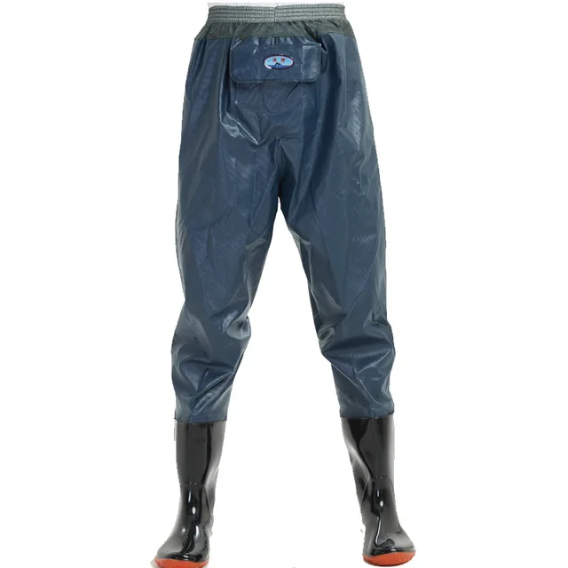 High Jump 0.55mm Outdoor Fishing Waders Boots PVC Waterproof Knitted Fabric Mesh Waist