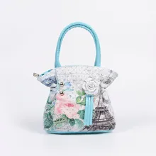 New Fashion Baby Girls Leather Handbags Princess Rose Print Beading Appliques Women Purse bag 6 style hot sale