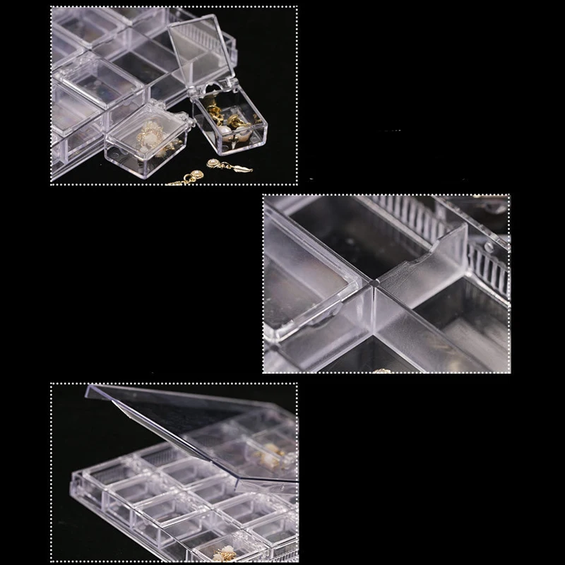 Caixa de Armazenamento de Jóias de Diamantes Recipiente de Acrílico Nova Grid Vazio Case Decorações Unha Art Strass Faça Você Mesmo Acessório Transparente 20 4 Nova 20 Grid Vazio Caso Caixa de