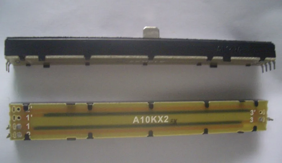 

[BELLA]Taiwan ALPHA 12.8cm 128MM associated with double mixer fader slider potentiometer A10K A10KX2 8MMB 8x8MM--10PCS/LOT