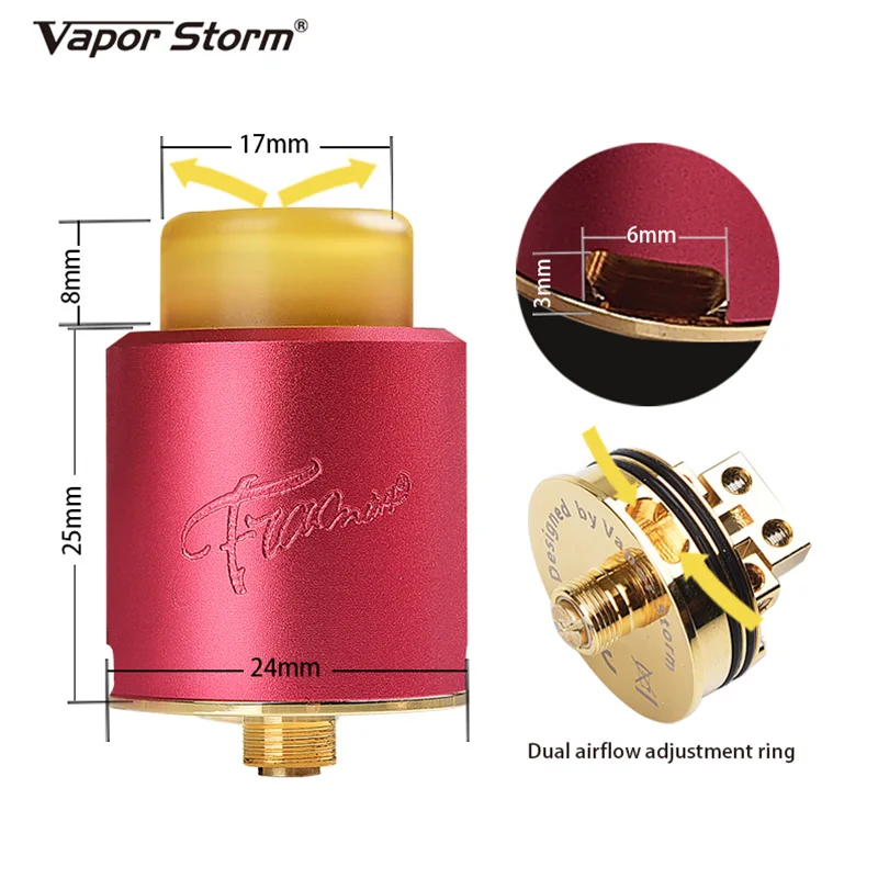 Original Vapor Storm Flamingo RDA Tank Rebuildable Dripping RDA Dual Coil Atomizer 24mm 510 Thread RTA DIY Vapor For Box Mod 04