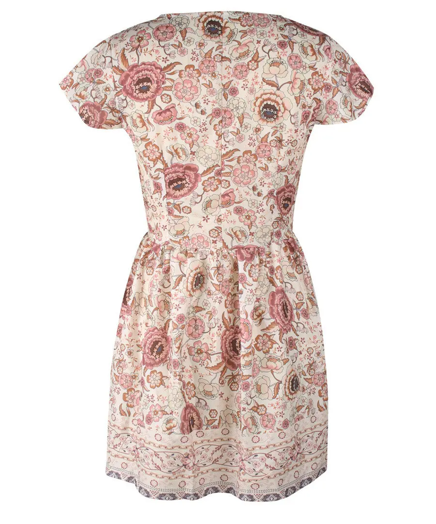 Gladiolus Fashion Summer Women Dress Short Sleeve Button Deep V Neck Sexy Floral Print Mini Boho Dress 2019 Ladies Beach Dresses (44)