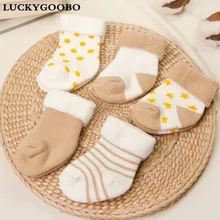 Baby Socks 5 Pairs Unisex Cotton Newborns Winter 0-24months Infant boys Anti-slip Toddler Girl Cute Short Warm Socks