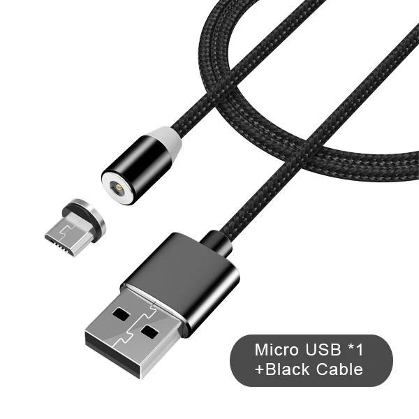 NOHON светодиодный кабель для быстрой зарядки на магните, 8-контактный Micro usb type C для iPhone X 7 8 6 Xiaomi 4 3 в 1, магнитные кабели для зарядки - Цвет: Micro Black Cable