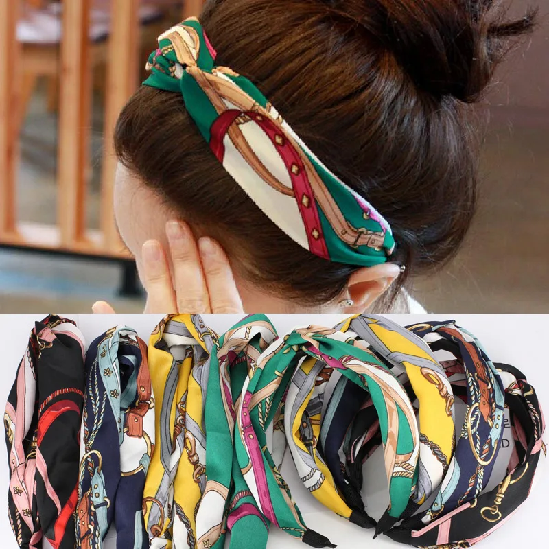 

2019 New Summer Knot Hairband Headband For Women Fashion Turban Striped Hair Band Bee Pattern Print Hair Accessories