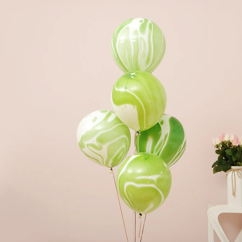 10 шт 12 дюймов мраморные шары из латекса цвета металлик красочные Агатовые шары детский душ свадьба день рождения украшения шары поставки - Цвет: Agate Green 10pcs
