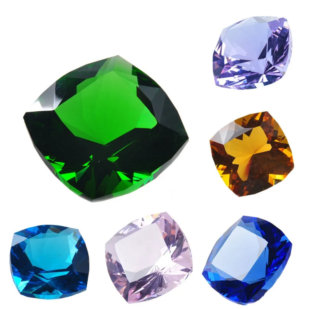 H&D 55mm Crystal Square Diamond Cut Glass Jewelry Paperweight Wedding