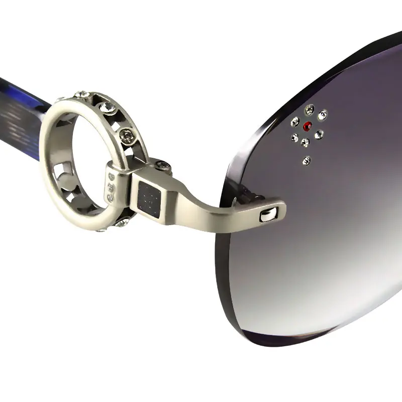 Gmei оптический 033 розовый без оправы градиентный тонированные солнцезащитные очки с бриллиантами аксессуары для женщин Sunwear