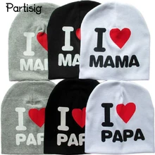 Детские шапки I Love Dad I love Mom, шапки с надписью для маленьких мальчиков, вязаные хлопковые шапки для малышей, шапочки для малышей, Детские кепки, аксессуары