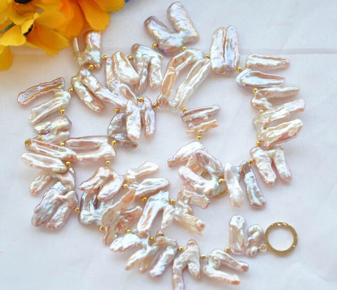 

20" 26mm Angel wings lavender REBORN PEARL NECKLACE