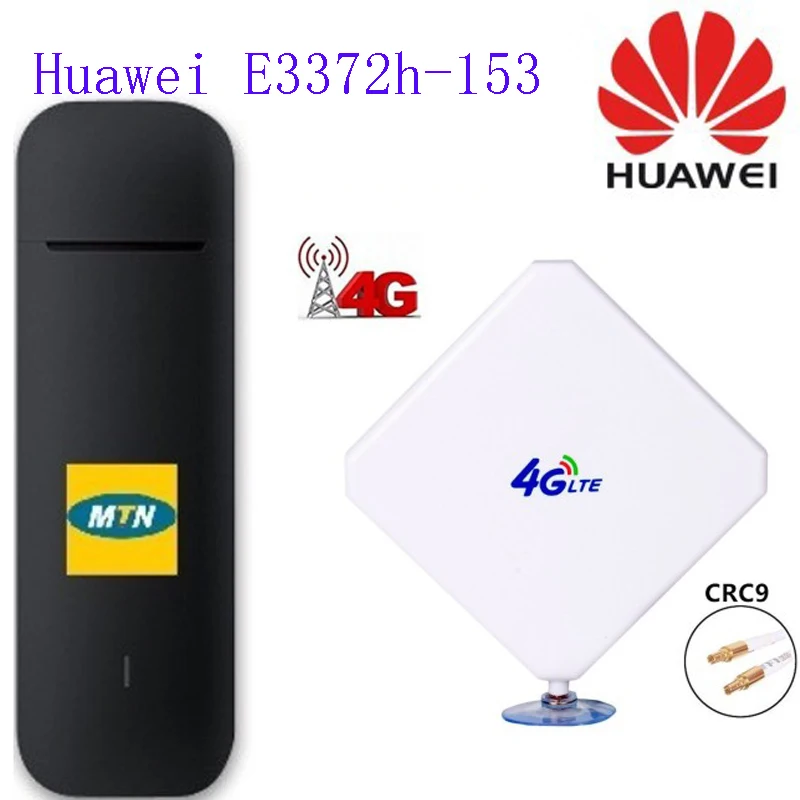 

Unlocked huawei E3372h-153 LTE/4G 150 Mbps USB Dongle+ 35dbi 4g CRC9 antenna