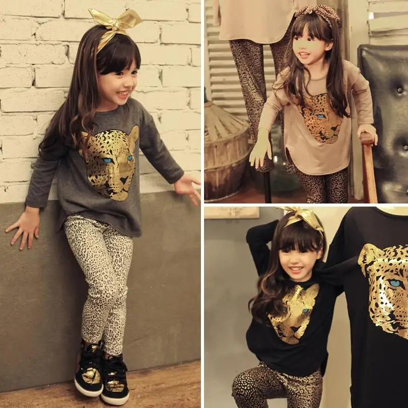 HAKOONA Kids Clothes Clearance Leopard Print elastic clothing kids clothes Girls Clothing Sets