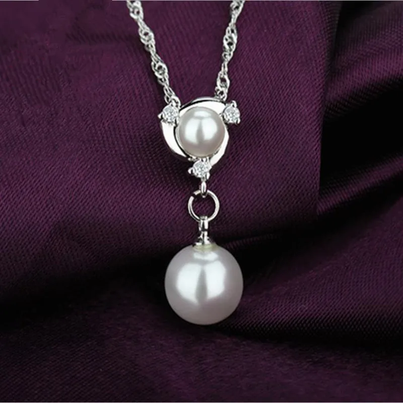 

TJP Fashion Pearl Female Pendants Necklace Women Party Accessories Top Quality Silver 925 Women Choker Necklace Girl Lady Bijou