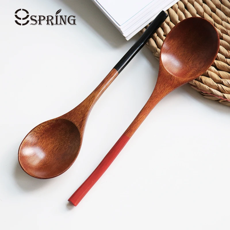 

2Pcs Wooden Spoon Set Natural Wood Teaspoon Coffee Dessert Spoon Tableware Small Japanese Kids Rice Soup Spoon Wooden Utensils