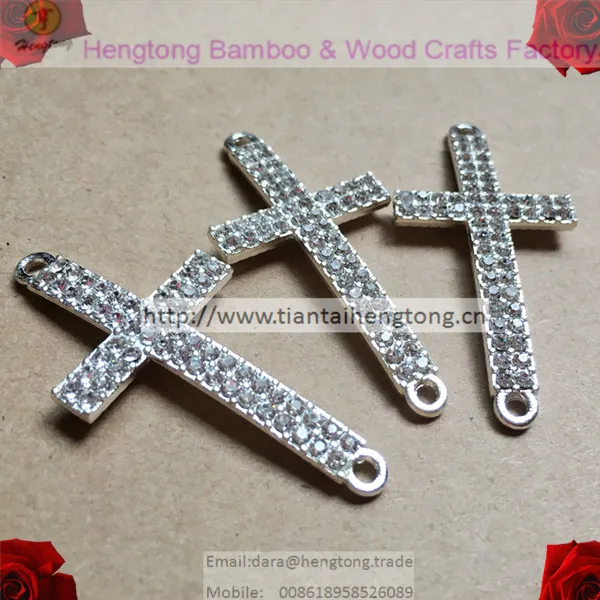 

sliver coating alloy cross pendant with rhinestone, religious rosary bracelate parts cross, sideway cross, rhinestone cross