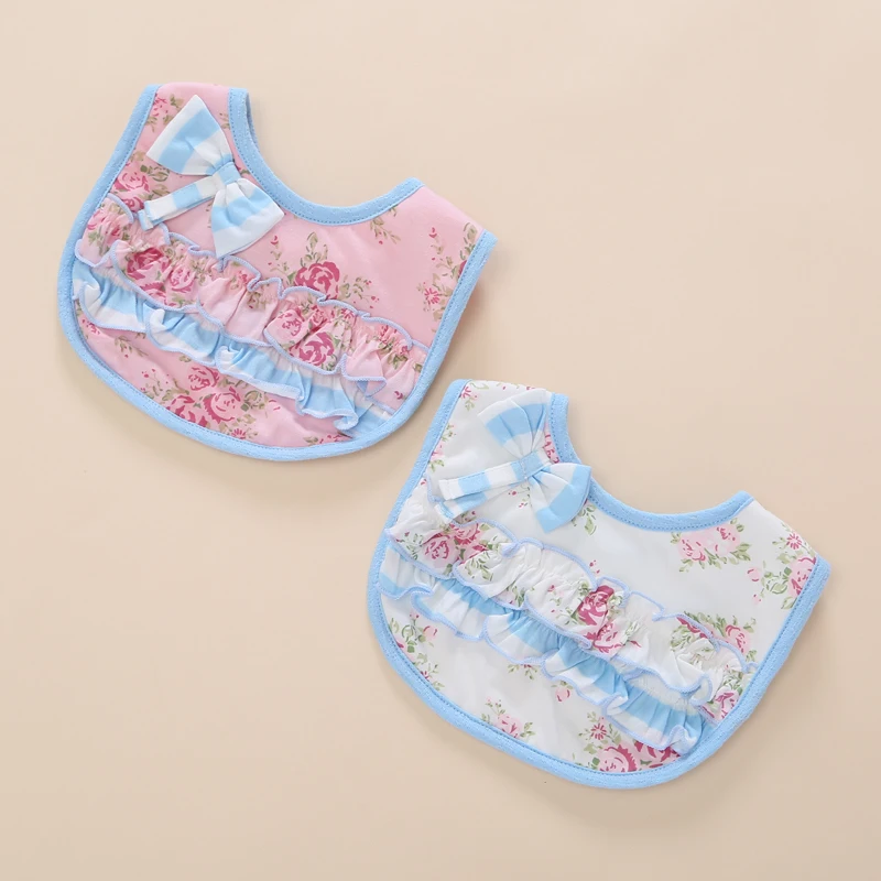 Baby Bibs 100 Cotton Ruffle Bow Lace Bib Baby Girls Cute Bib Infant in Bibs & Burp Cloths from
