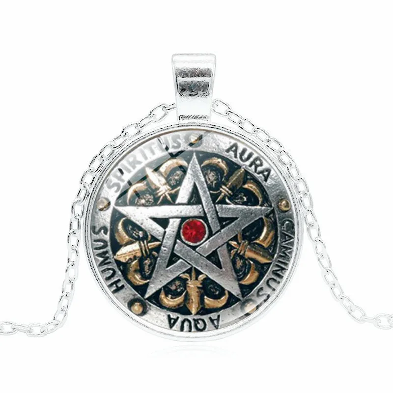 Ожерелье с кулоном Boyfriend Magic pagan Pentagram ожерелье защитой от Wiccan стеклянный