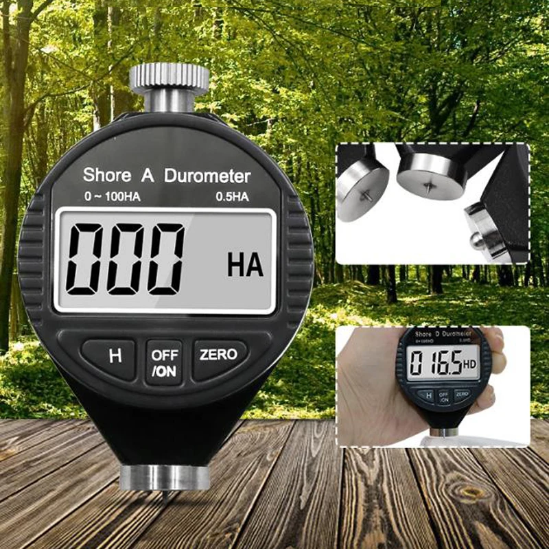 Дешево Цифровой дюрометр твердости на суше, Цифровой Твердомер, Измеритель Твердости на суше 0 100 A C D для пластика, кожи, резины, мульти смолы