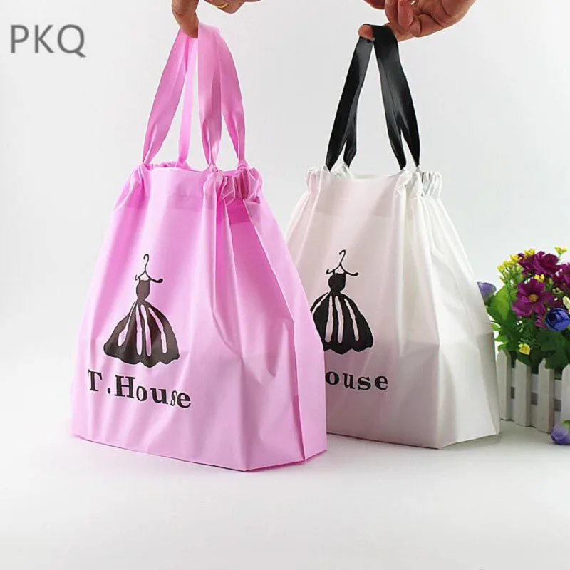 48pcs Black Dress Pattern Plastic Bag Clothes Packaging Plastic Gift