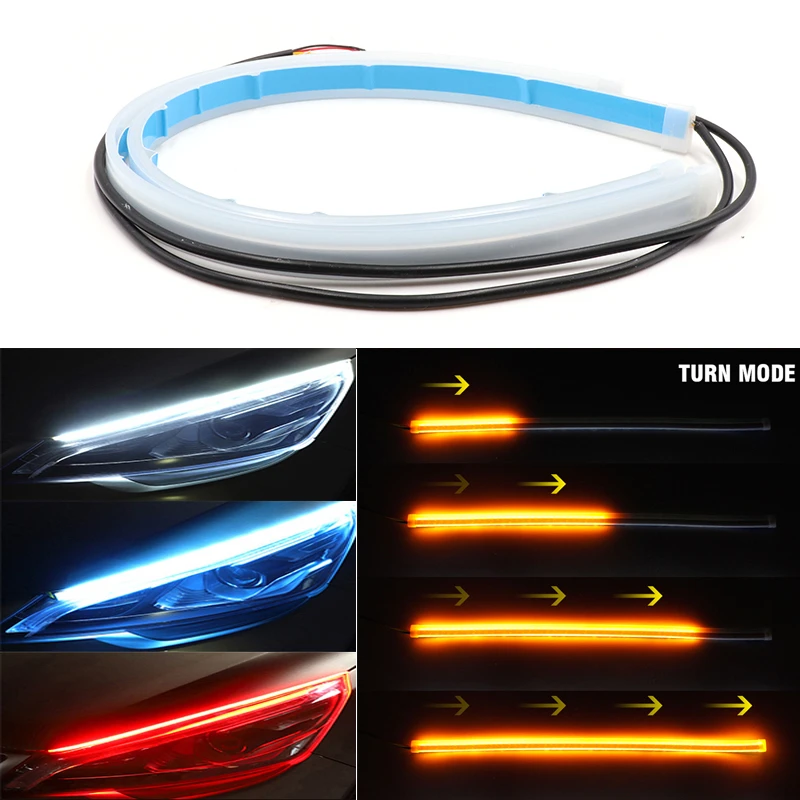 ニスカルダ 車のヘッドライト 点滅ライト フレキシブル 昼光 運転 白 黄色 60cm 2個 信号ランプ Aliexpress
